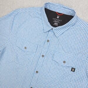 Spyder Mens Blue Plaid Short Sleeve Button Up Shirt Size XL Polyester Outdoor